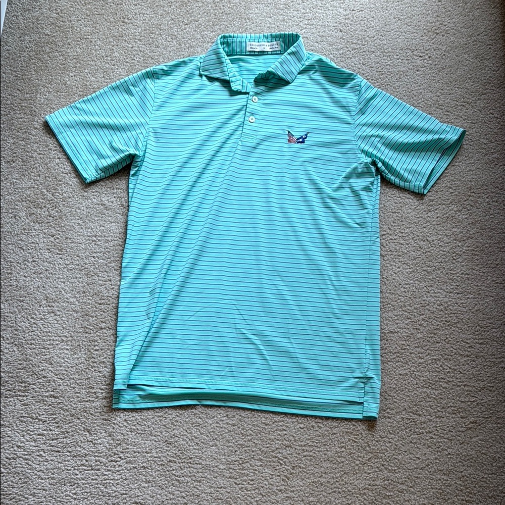 Men's Blue Striped Polo Shirt